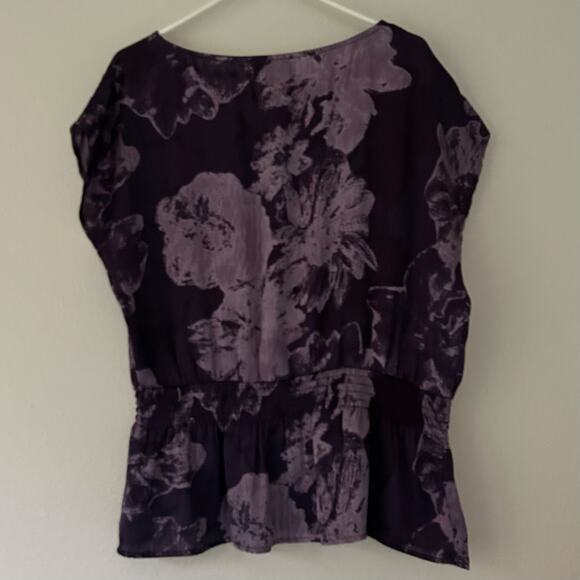 Vintage AB Studio Peplum top Floral dolman sleeves  whimsigoth fairy Y2K goth M - Picture 7 of 11